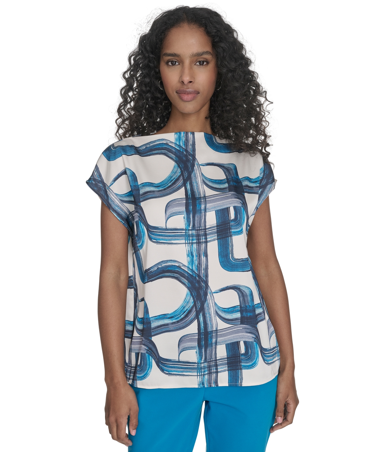Petite Printed Cap Sleeve Top - Corsica Multi