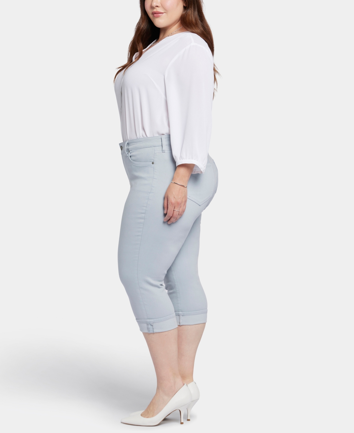 Nydj Plus Size Marilyn Straight Crop Cuff Jeans In Sea Ice