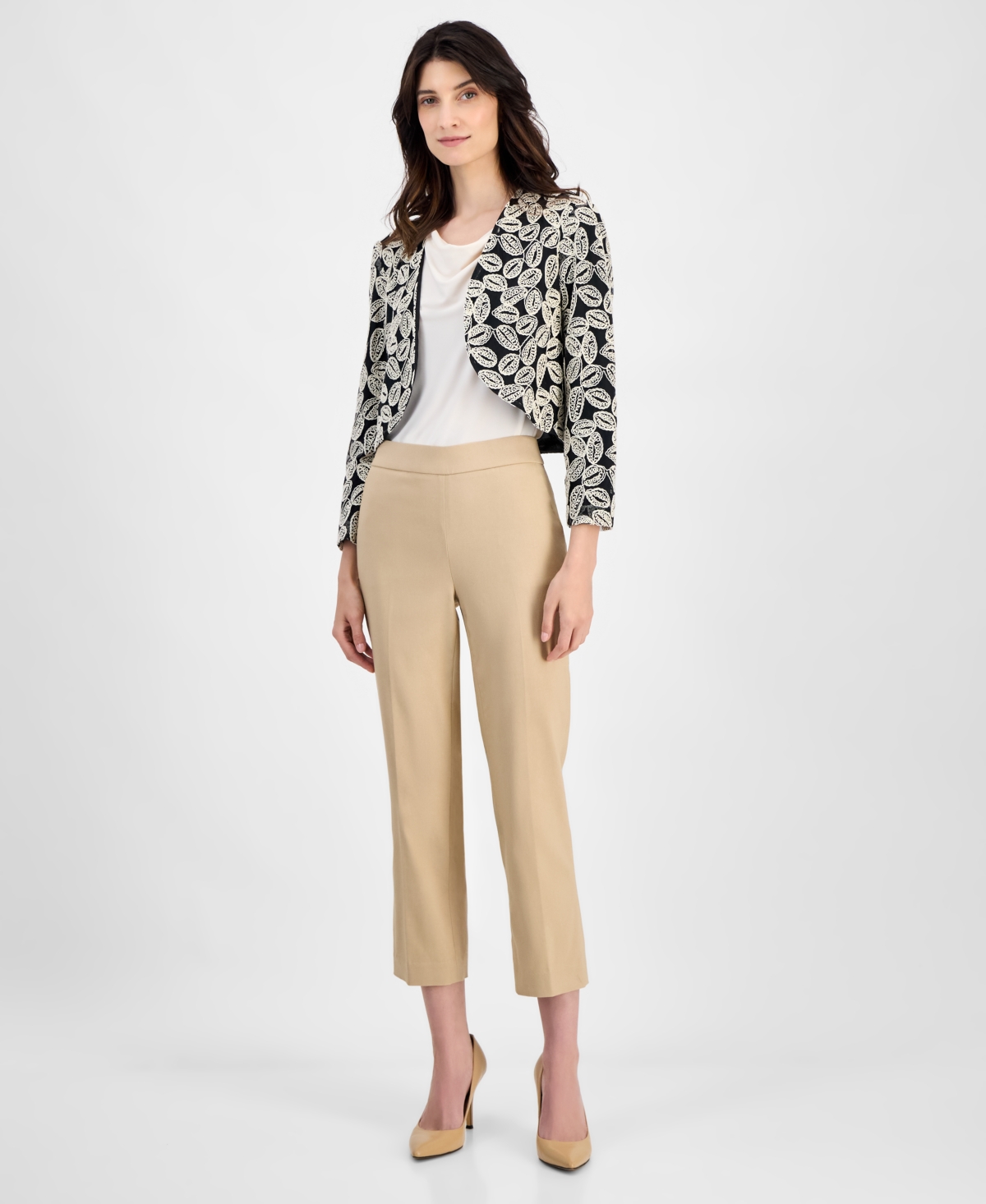 Kasper Women's Embroidered Open-front 3/4-sleeve Bolero Jacket