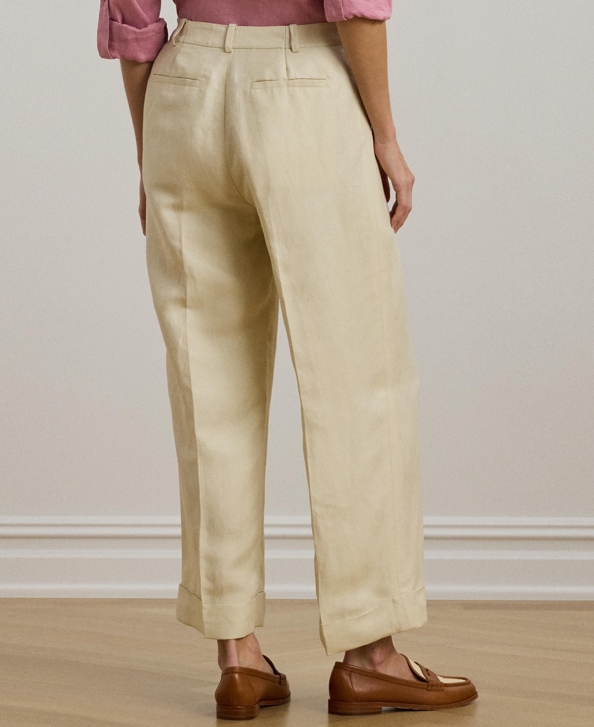 Shop Ralph Lauren Women's Linen-blend Twill Wide-leg Pants In Ivory Beige