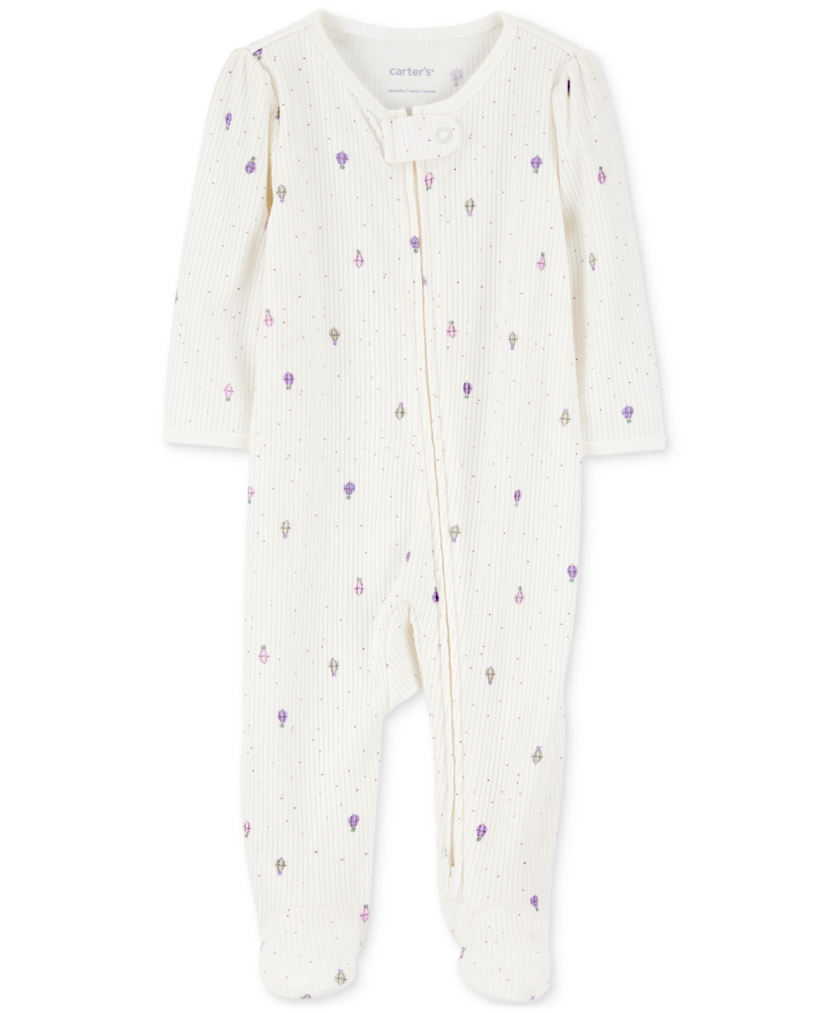 Carter's Baby Girls Air Balloon 2-way-zipper Textured Sleep And Play Footed Coverall In White
