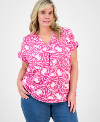 売れ筋商品|||スタイルアンドコー カットソー トップス レディース Plus Size Printed Shine V-Neck Blouse, Created for Macy's Scandi Thyme Style & Co Plus Size Printed Shine V-Neck Blouse, Created