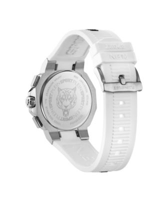 Men's Titan Chronograph Date Quartz White Silicone Strap Watch, 46mm