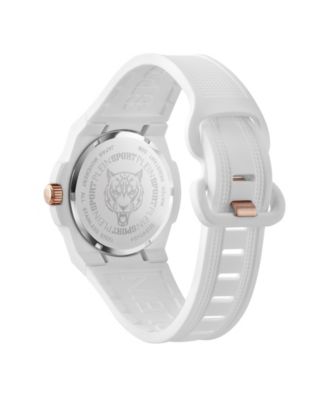 Men's Laserstrike Three Hand Quartz White Silicone Strap Watch, 42mm