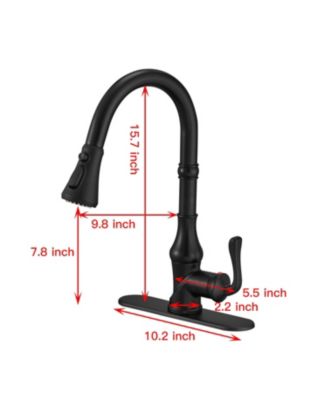 Single-Handle Pull-Down Sprayer and 3 Spray Modes High Arc Kitchen Faucet