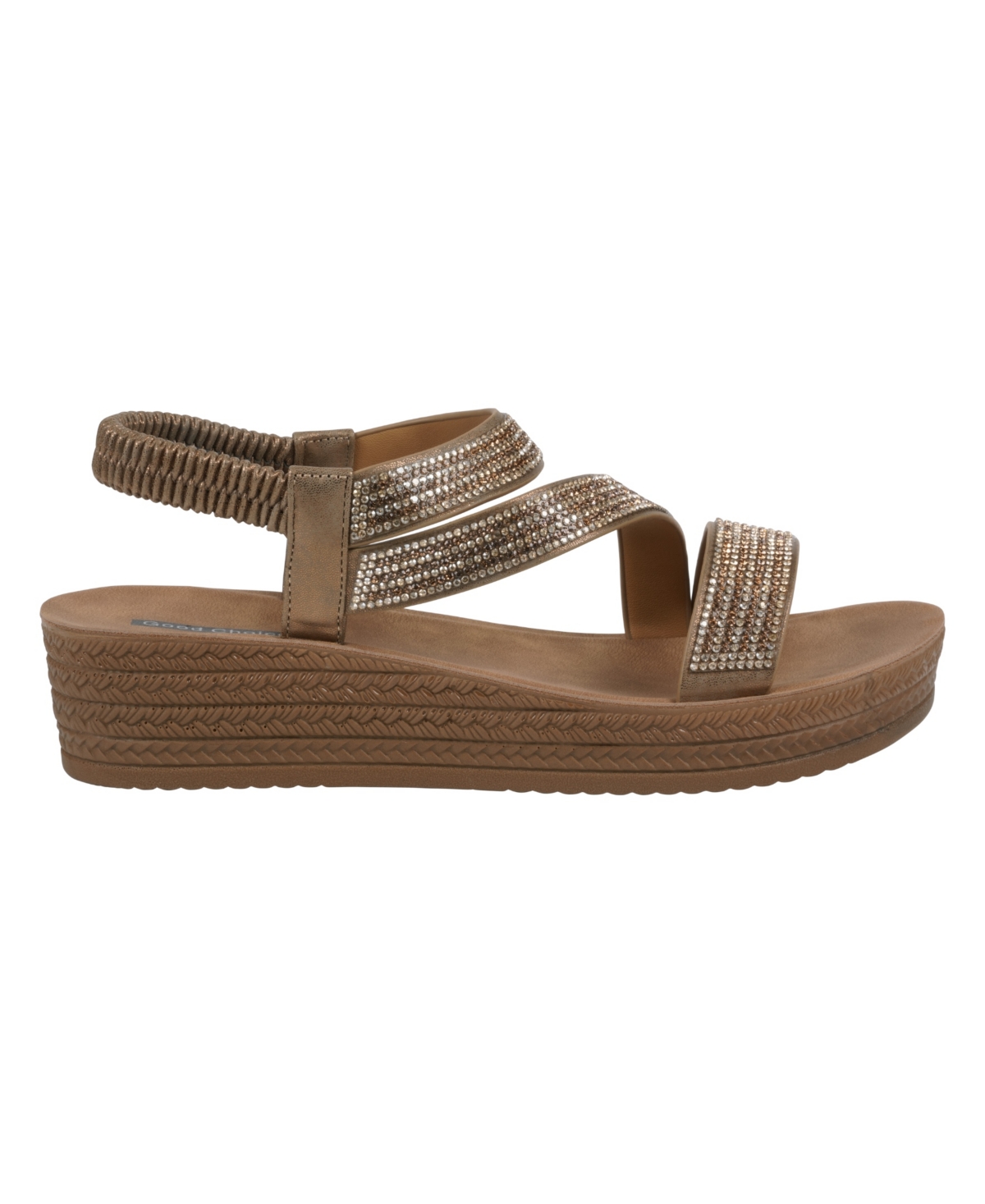 Gc Shoes Women's Ruby Embellished Cross Strap Wedge Sandals In Bronze