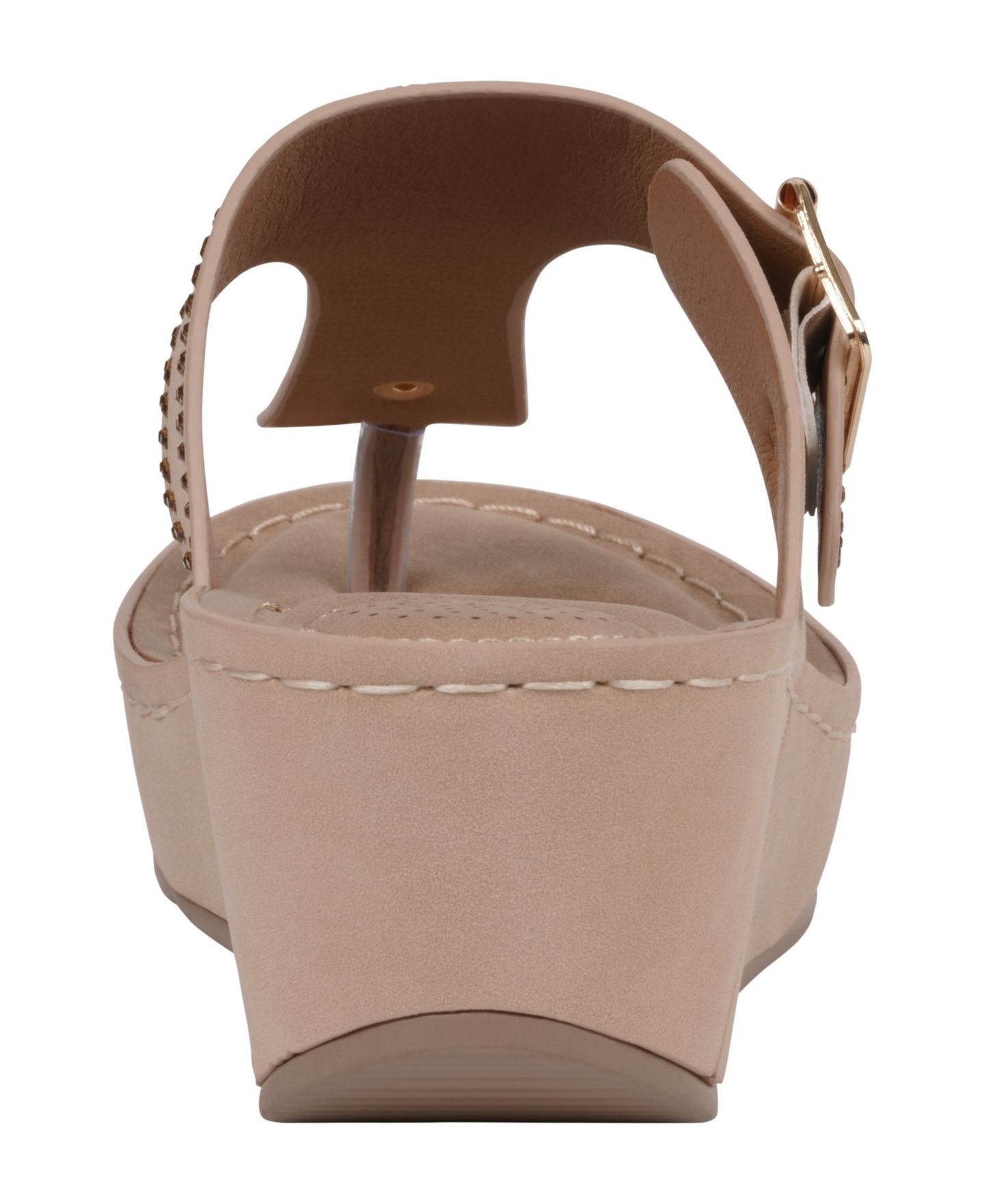 Женские сандалии GC Shoes Alani Embellished Thong Wedge, цвет: Бежевый — фото 3