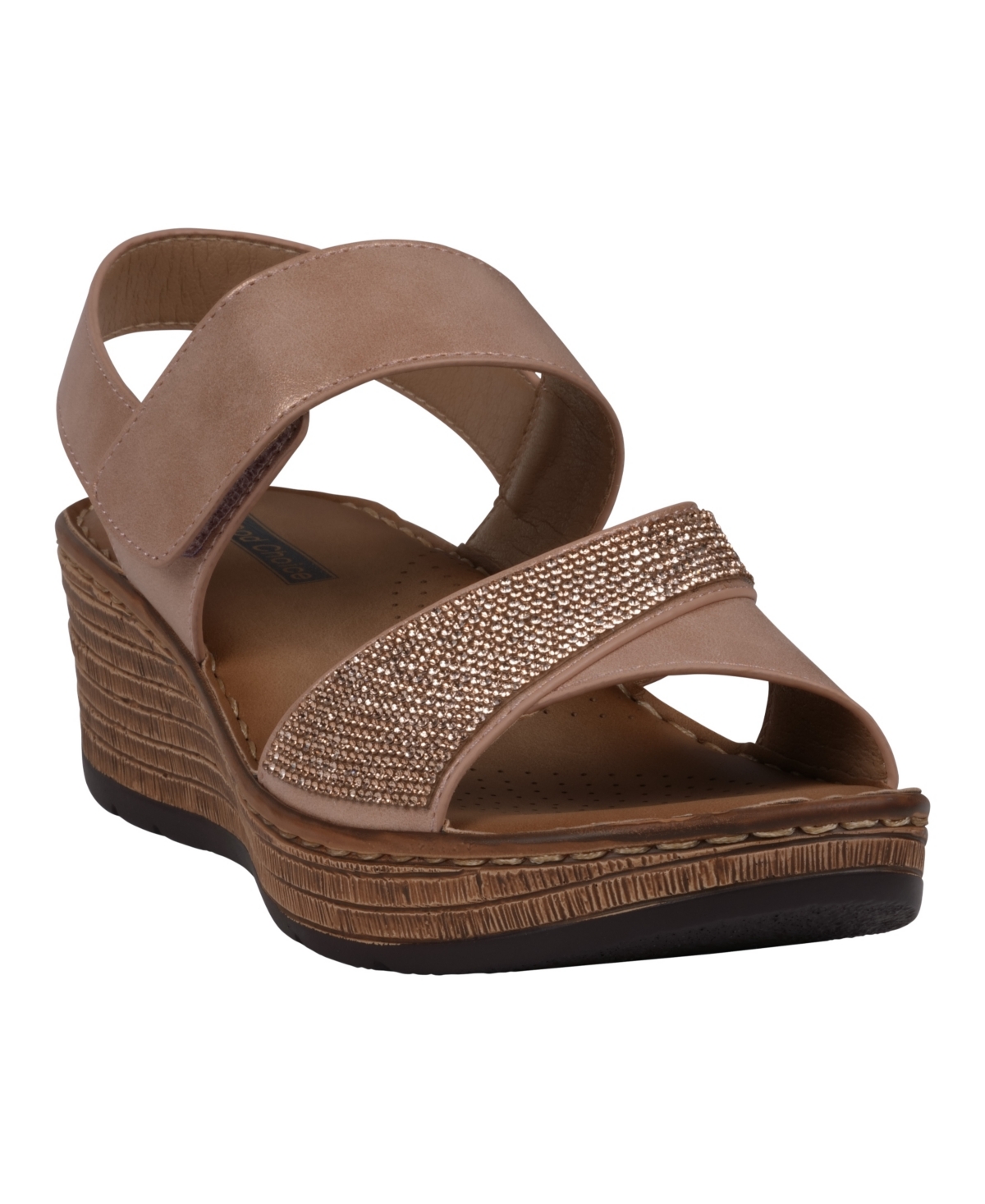 Women's Lux Embellished Wedge Sandals - Blush