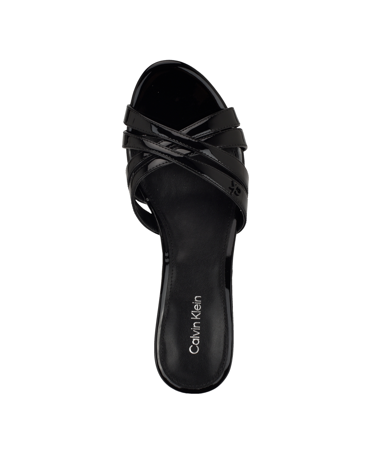 Calvin Klein Gabbie Kitten Heel Slide Sandal In Black Patent