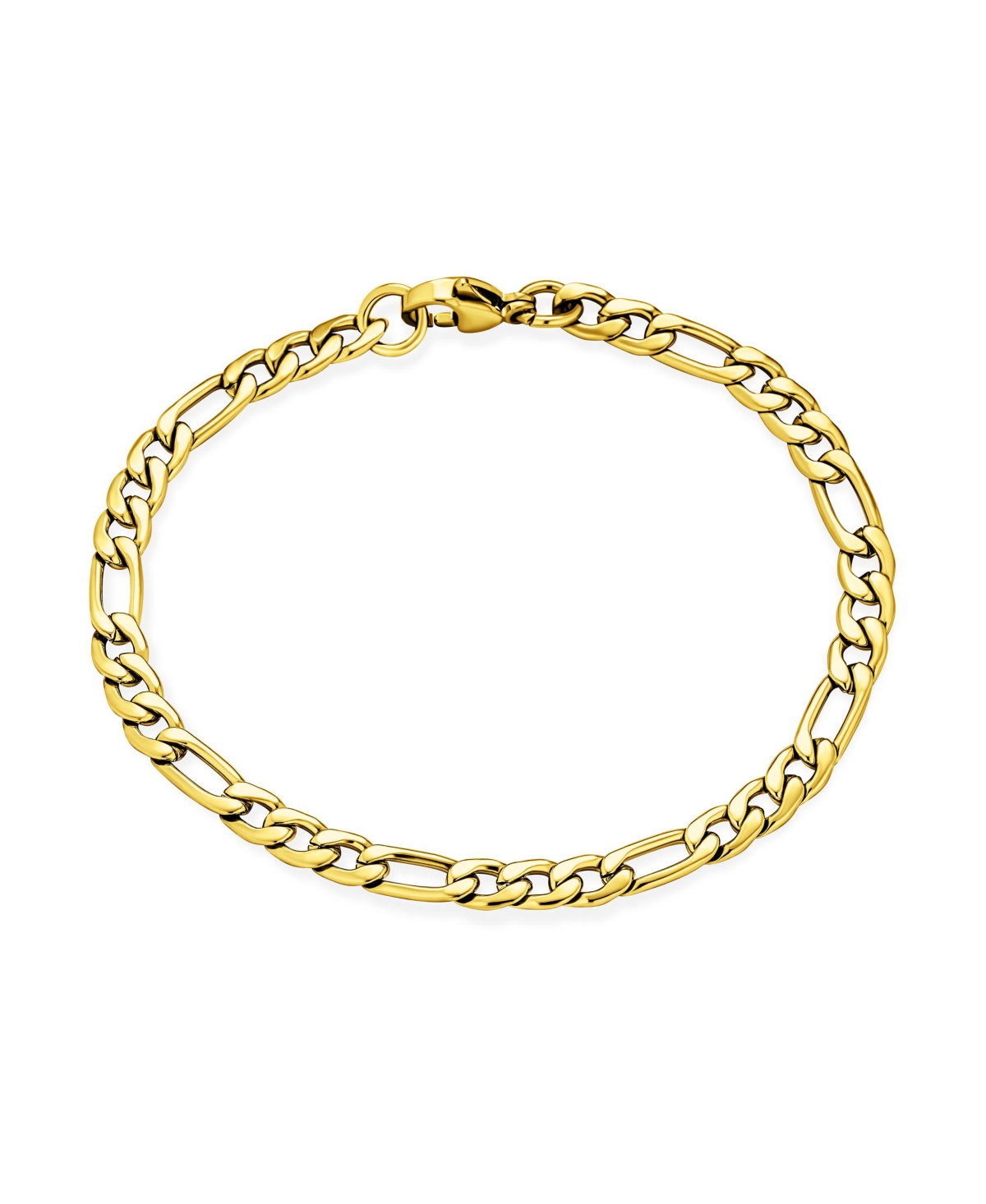 Bling Jewelry Flat Figaro Link 5MM Necklace & Bracelet Set Black Gold Tone Stainless Steel