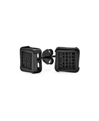 Geometric Square Pave CZ Cubic Zirconia Square Stud Earrings Plated .925 Sterling