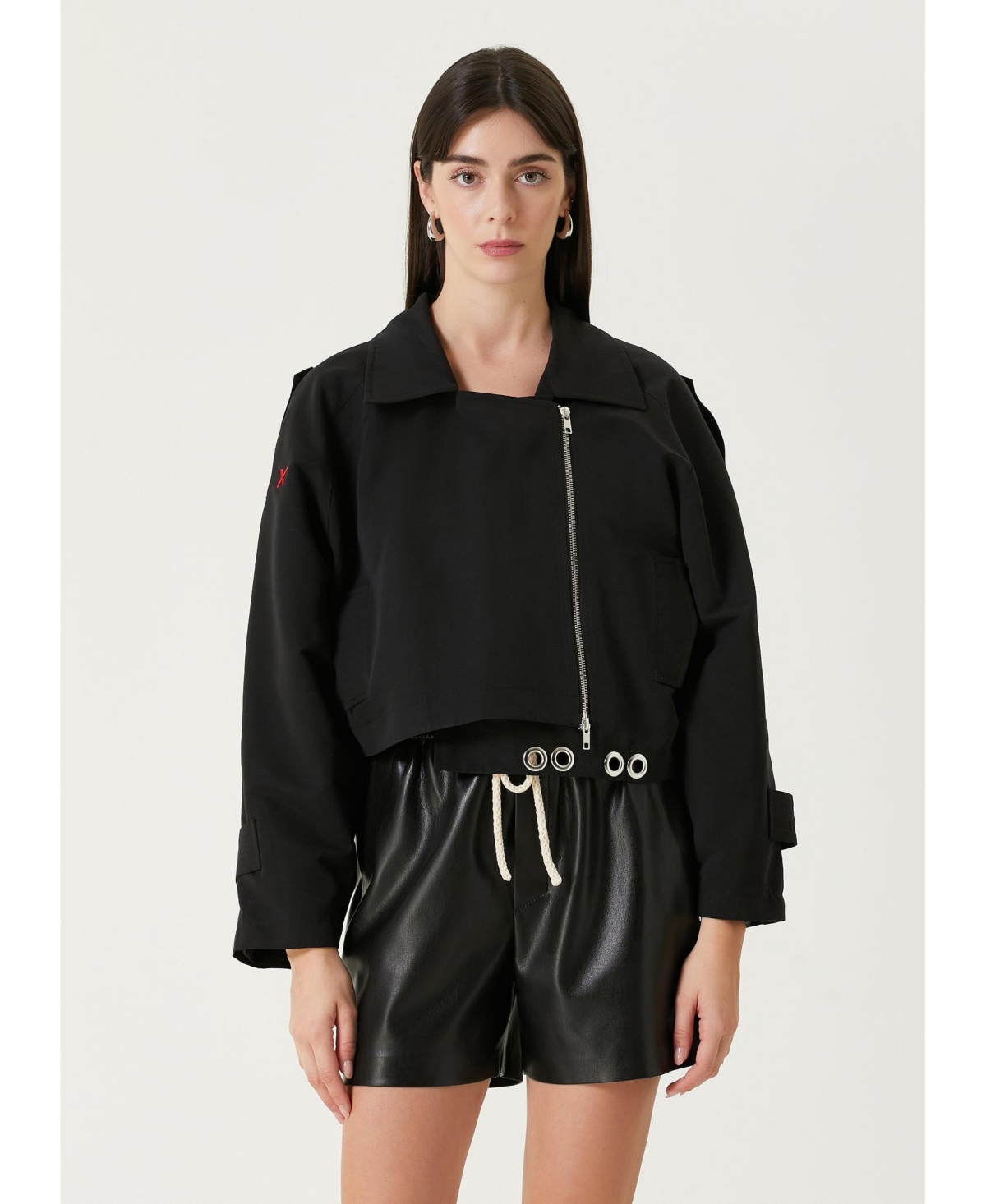 Women's Free Heaven Cropped Trenchcoat - Black