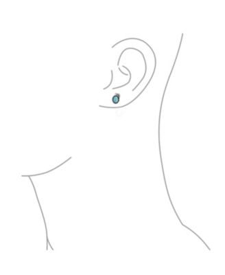 Native American Style Larimar Round Bezel Leaf Rope Edged Stud Earrings Western Jewelry Oxidized .925 Sterling Silver