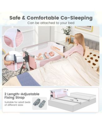 Baby Bassinet Bedside Sleeper with Storage Basket and Wheel for Newborn