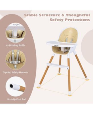 Kids 4-in-1 Convertible High Chair Feeding Chair with Adjustable Tray