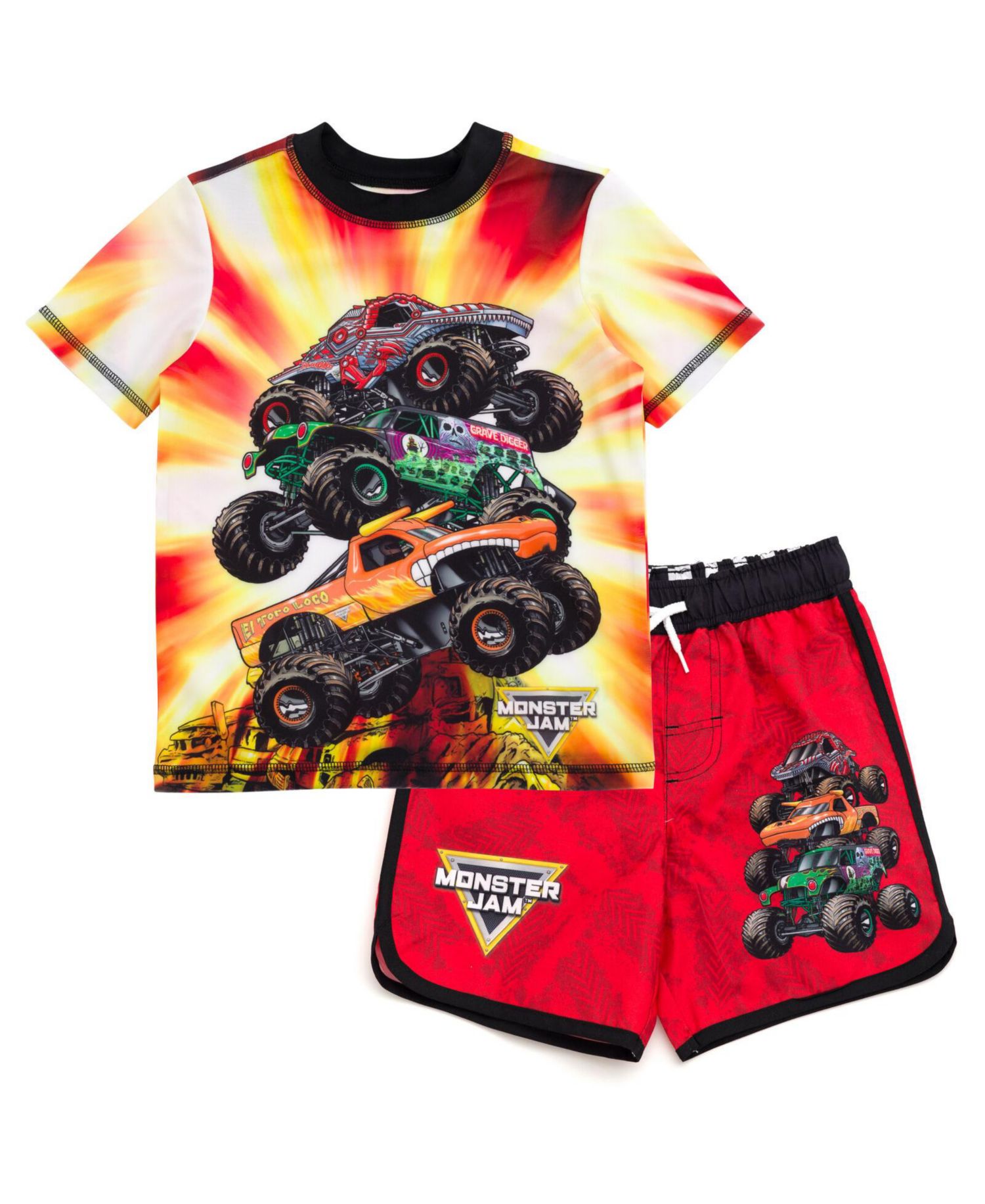 Boys Pullover Rash Guard and Swim Trunks Outfit Set