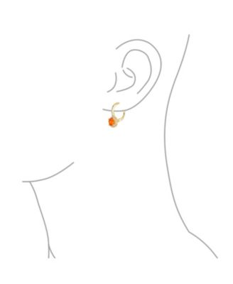 Cubic Zirconia Halo CZ Square Round Solitaire Circle White Orange Fire Created Opal Drop Earrings Rose Gold Plated Sterling Silver