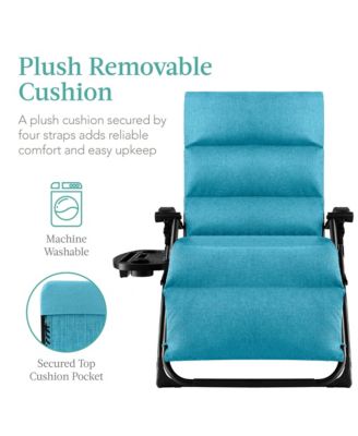 Oversized Zero Gravity Chair, Folding Recliner w/ Removable Cushion, Side Tray