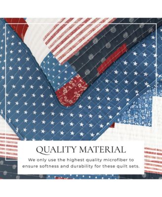 All Season 3 Piece Americana Stitched Quilt Set with Shams