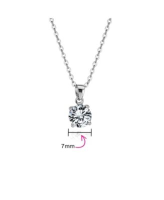 Round CZ Solitaire Pendant Necklace in Sterling Silver