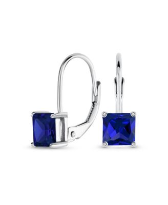 Classic Cubic Zirconia Square Princess Cut Solitaire Square CZ Lever back Earrings Gold Plated .925 Sterling Silver