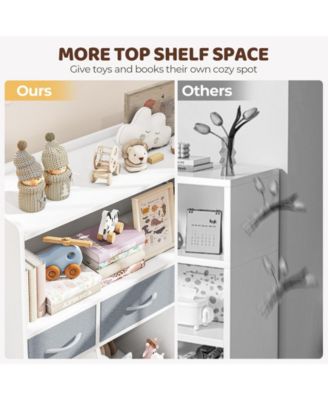 1 Pc MDF Non-Woven Fabric Rounded Edge 3-Drawer Open Cubbies Toy Storage Organizer