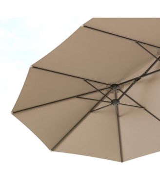 15 ft. Large Market Double Sided Umbrella Outdoor Patio Umbrella in Blue with Crank Handle, for Poolside Lawn Garden