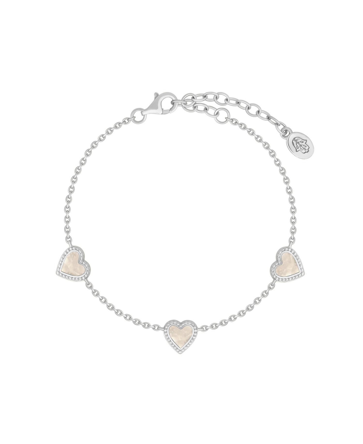 Joyful Connections Mother of Pearl Silver Heart Bracelet - Silver/white