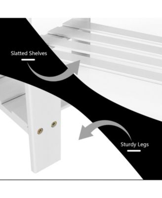 3-Tier Bamboo Shoe Bench Holds up to 6 Pairs for Entry