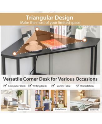 Triangle Computer Corner Desk with Charging Station