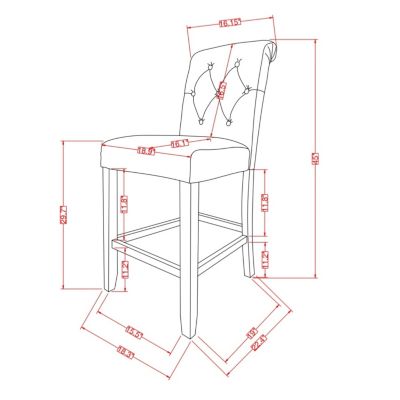  Solid Wood Tufted Asons Barstool, Set of 2