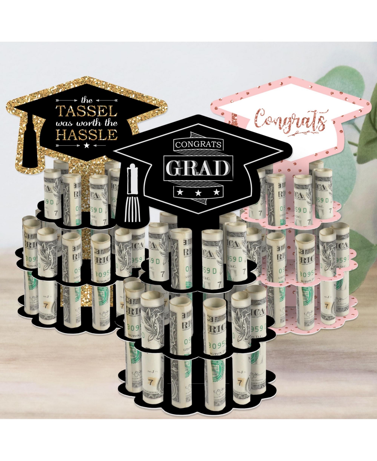 Assorted Grad - Diy Graduation Party Money Holder Gift - Cash Cake - Set of 3
