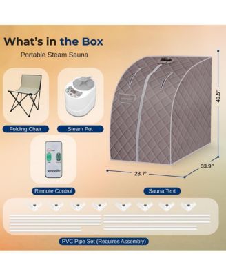 Compact & Portable Steam Sauna - One-Person Detox & Relaxation Tent (Gray