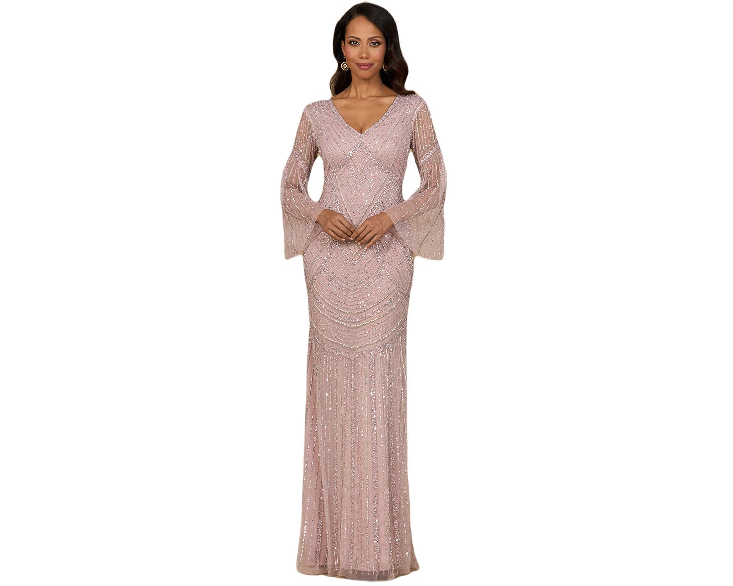 Women's Long Sleeve Beaded Gown
