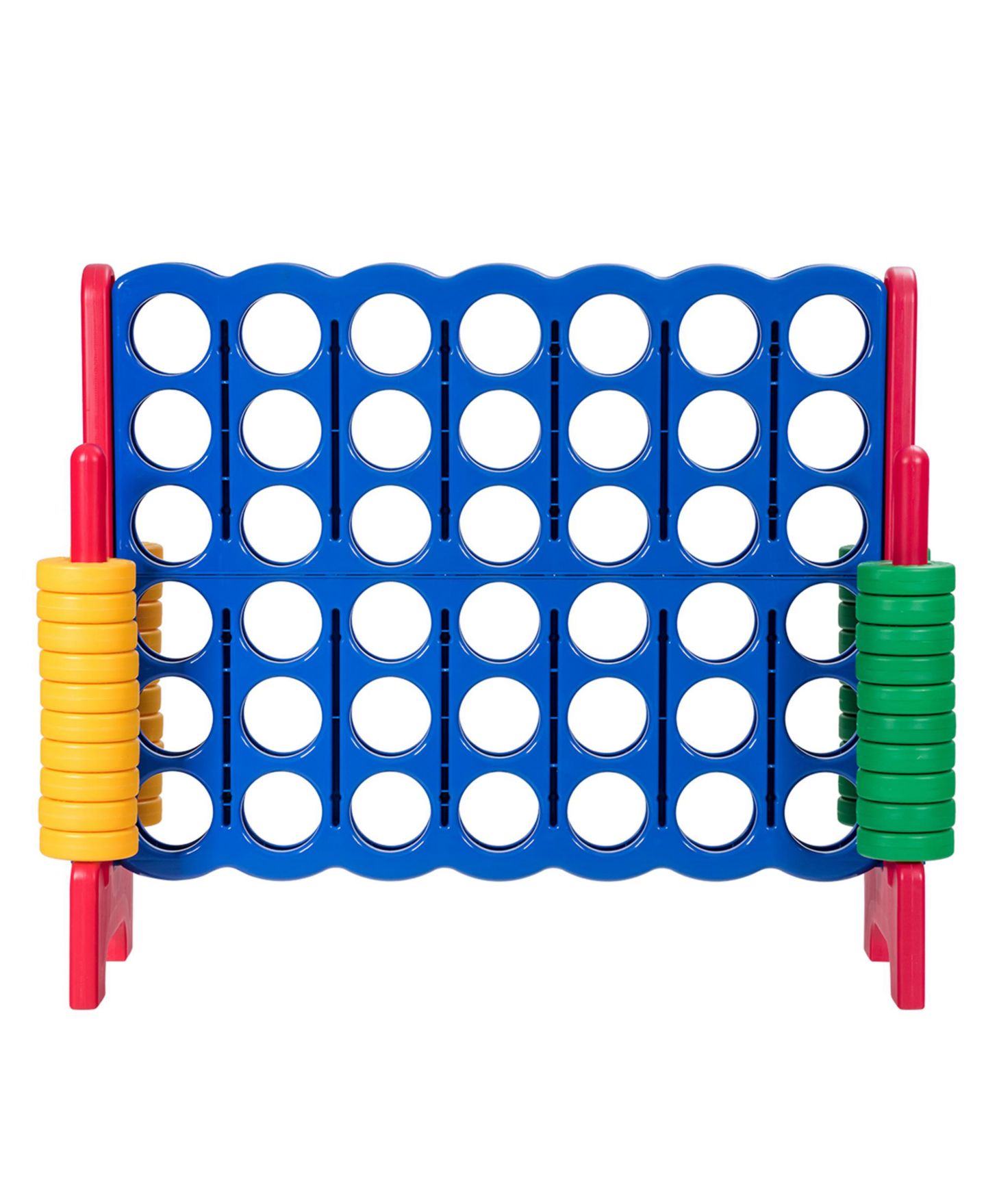 Детские игрушки Gymax Jumbo 4-to-Score Game Set 4 in A Row Kids Adults w/ 42 Jumbo Rings, цвет: Жёлтый — фото 7