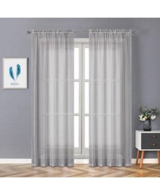 Living 4-Pack High End Luxe Rod Pocket Sheer Voile Window Curtain Set