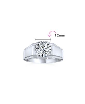 Statement 6CTW Cubic Zirconia Wide Band CZ Solitaire Promise Ring Silver Plated Brass Finish