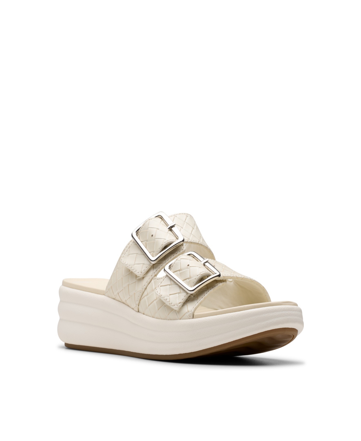 CLARKS WOMEN'S DRIFT BUCKLE SLIP-ON SLIDE WEDGE SANDALS 