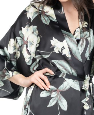 Women's Cosmica Satin Floral Wrap Robe