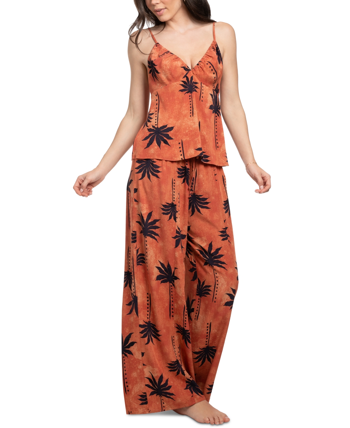 Women's Palm Cami Pant Lounge Set - Brown