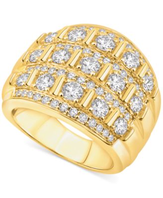 Men's Diamond Multirow Polished Statement Ring (3 ct. t.w.) in 10k Gold