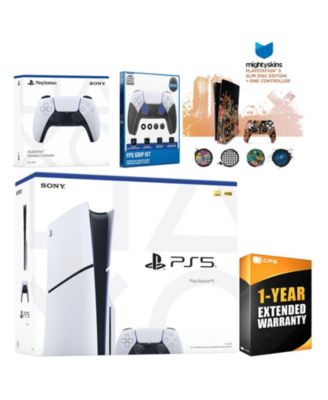 Playstation 5 Slim Disc with Extra Controller, FPS Grip Kit and MightySkins Decal Voucher + 1 Year CPS Extended Warranty