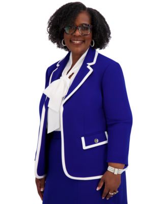 Women's Tipped Blazer, Regular & Plus Sizes