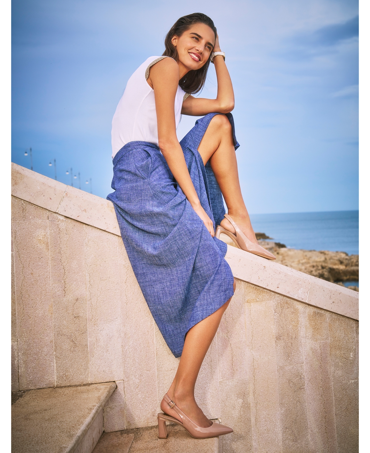 Vince Camuto Midi Skirt In Cool Waters