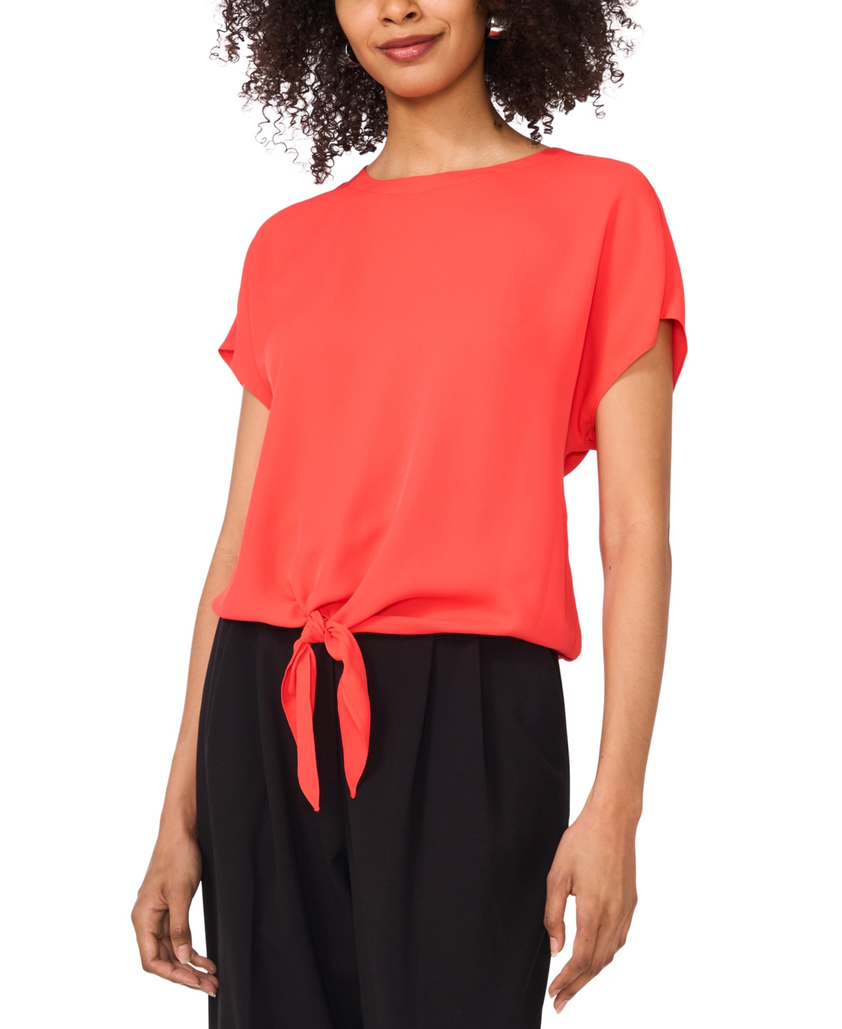 Women's Short-Sleeve Tie-Hem Top - Cayenne