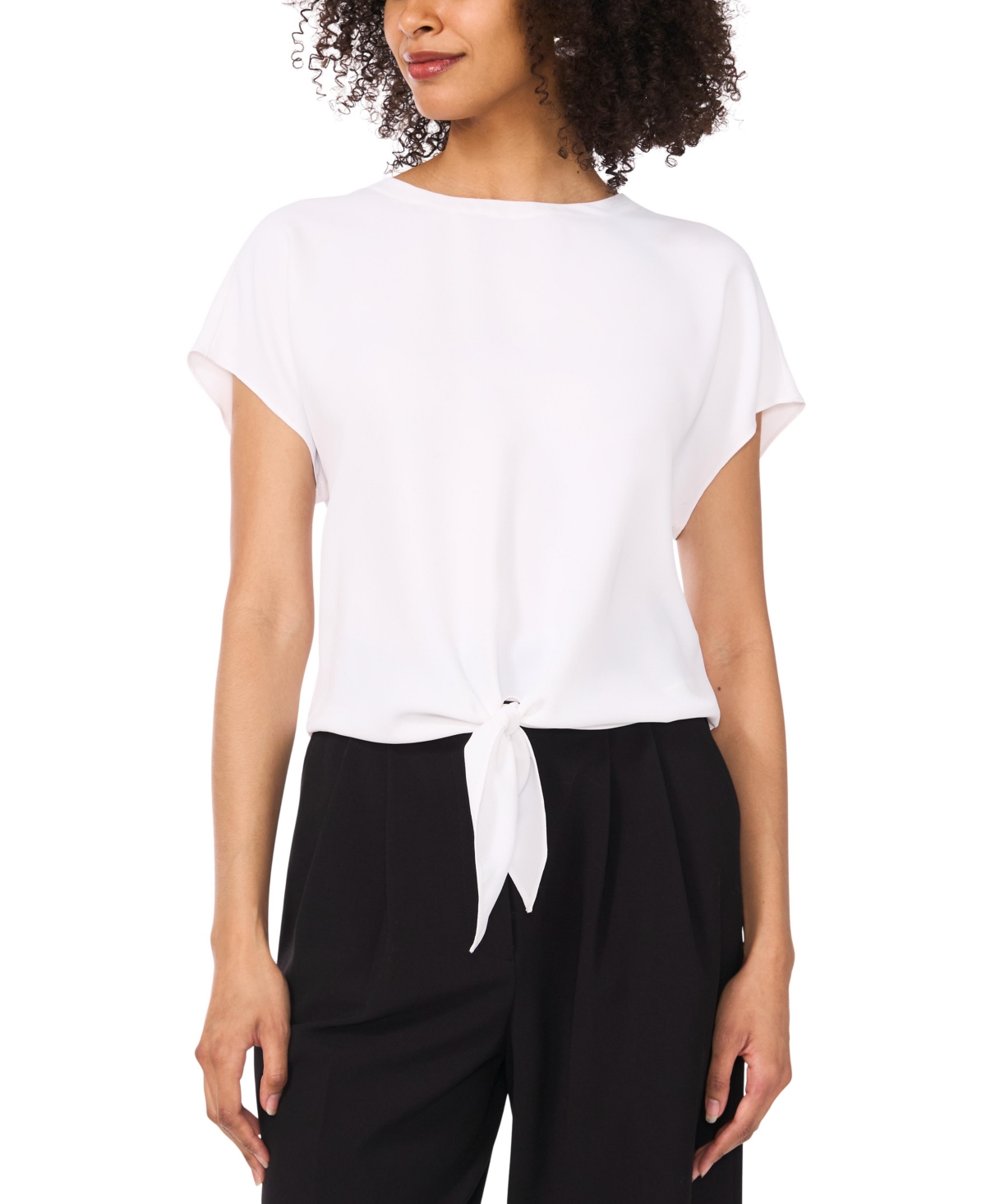 VINCE CAMUTO WOMEN'S SHORT-SLEEVE TIE-HEM TOP 