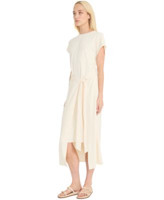 Women's Tie-Front Short-Sleeve Faux-Wrap Midi Dress