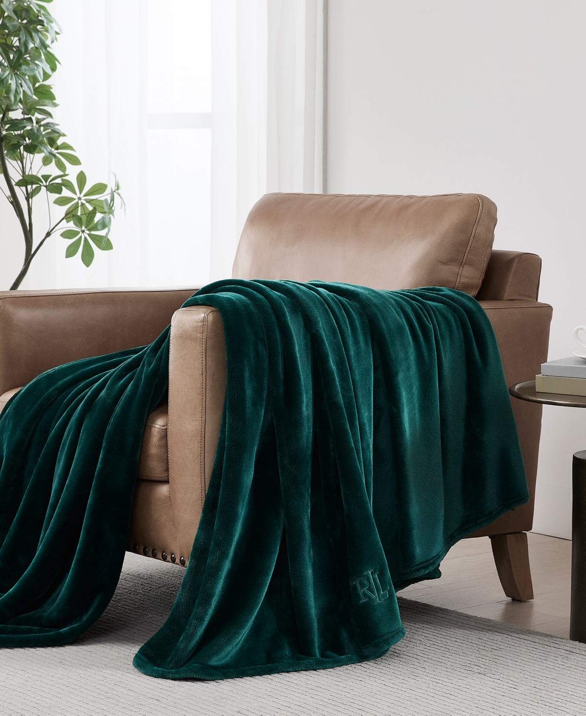 Ralph Lauren Micromink Plush Blanket, Twin In Green