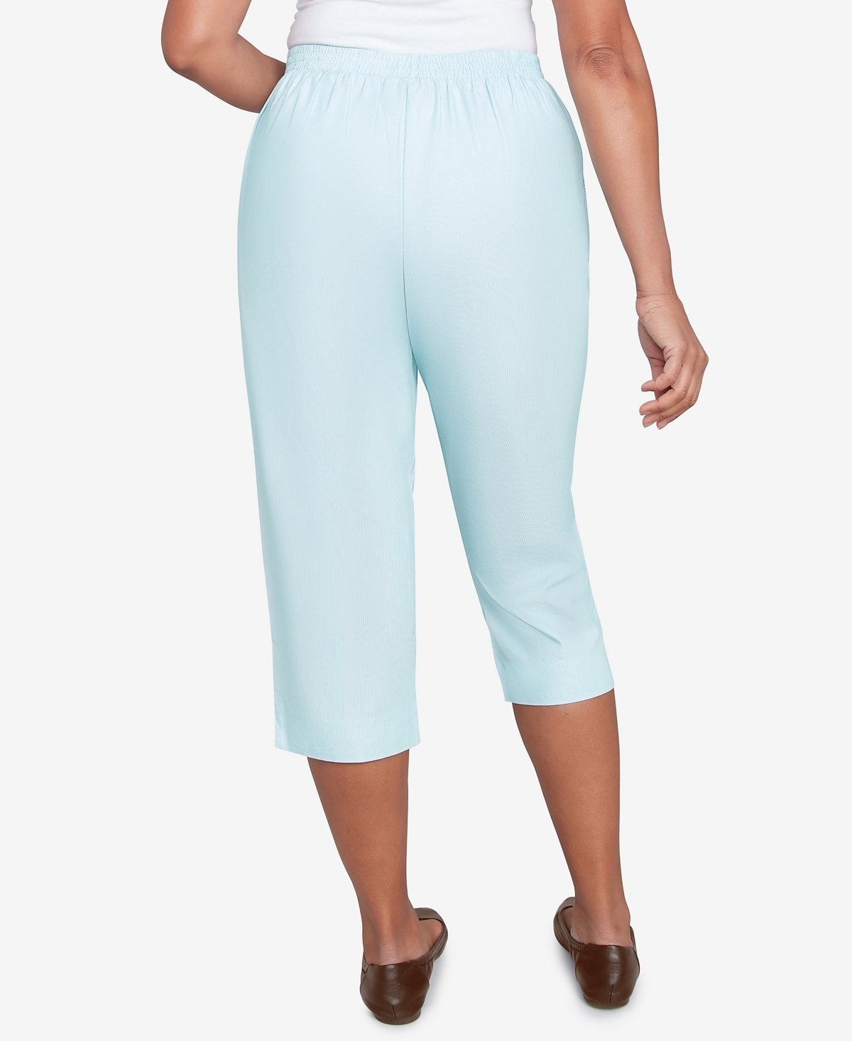 Alfred Dunner Petite St. Thomas Heat Set Embroidered Capri Pants In Neutral