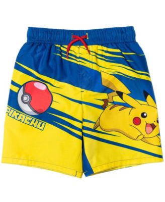 Boys Pikachu UPF 50+ Rash Guard Swim Trunks Outfit Set to